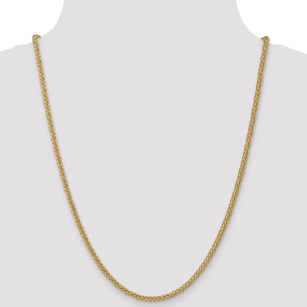 14K 24 inch 2.6mm Semi-Solid 3-Wire Wheat with Lobster Clasp Chain