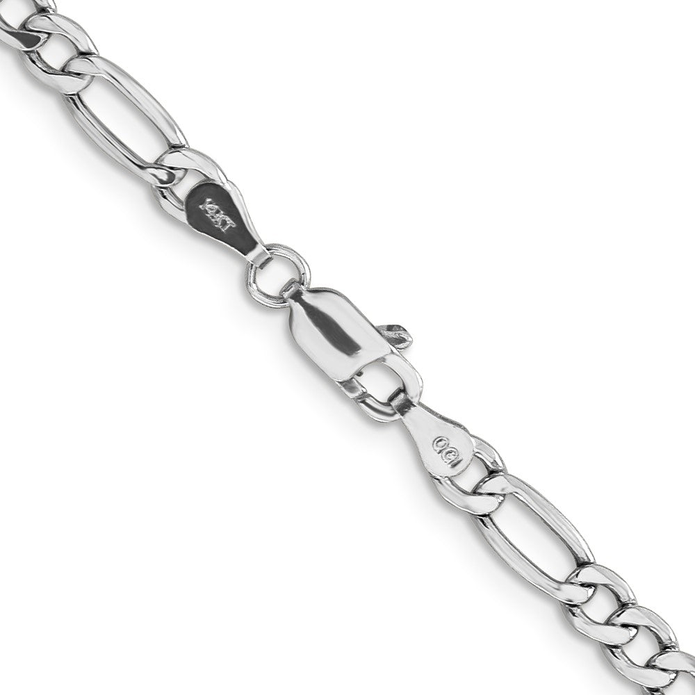 14K White Gold 24 inch 4.4mm Semi-Solid Figaro with Lobster Clasp Chain