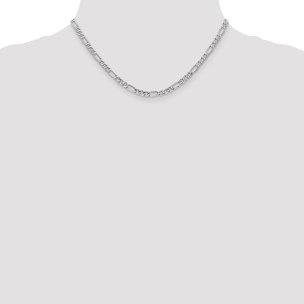 14K White Gold 16 inch 4.4mm Semi-Solid Figaro with Lobster Clasp Chain