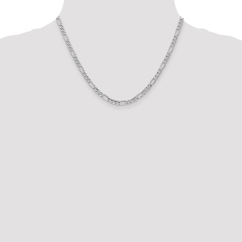 14K White Gold 18 inch 4.4mm Semi-Solid Figaro with Lobster Clasp Chain