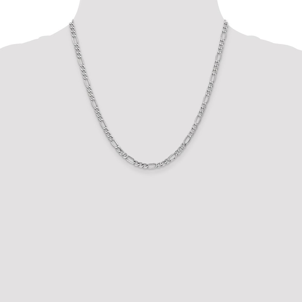 14K White Gold 20 inch 4.4mm Semi-Solid Figaro with Lobster Clasp Chain