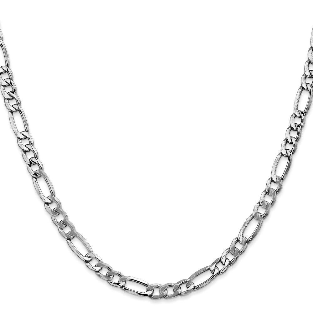 14K White Gold 20 inch 5.75mm Semi-Solid Figaro with Lobster Clasp Chain