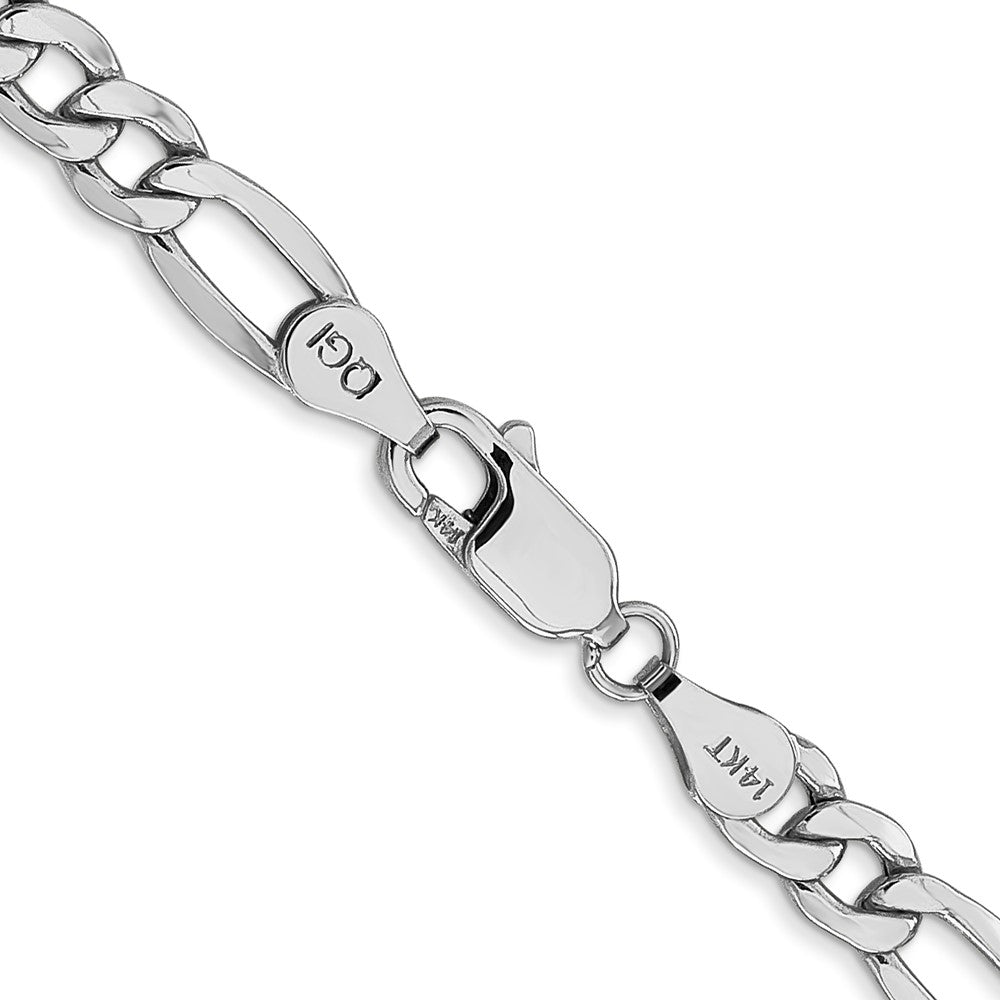 14K White Gold 20 inch 5.75mm Semi-Solid Figaro with Lobster Clasp Chain