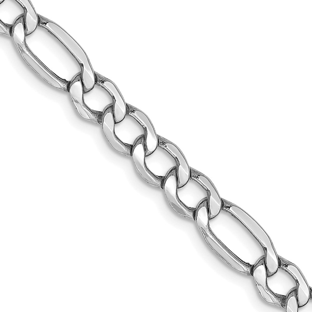 14K White Gold 20 inch 5.75mm Semi-Solid Figaro with Lobster Clasp Chain