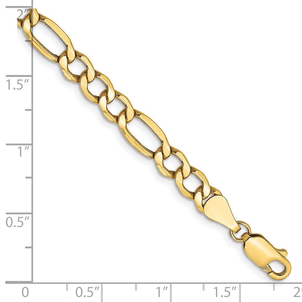 14K 7 inch 5.75mm Semi-Solid Figaro with Lobster Clasp Bracelet