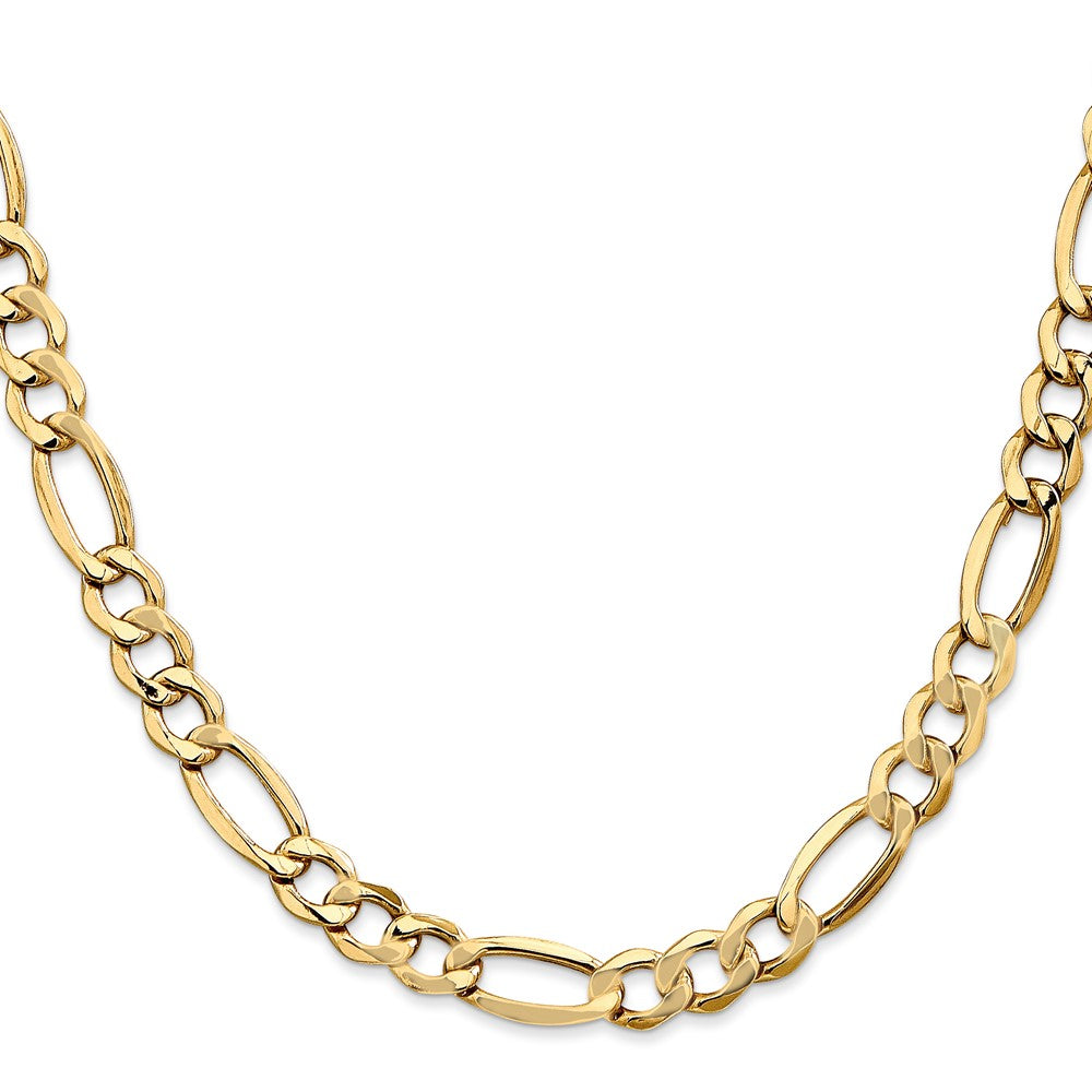 14K 26 inch 7.3mm Semi-Solid Figaro with Lobster Clasp Chain