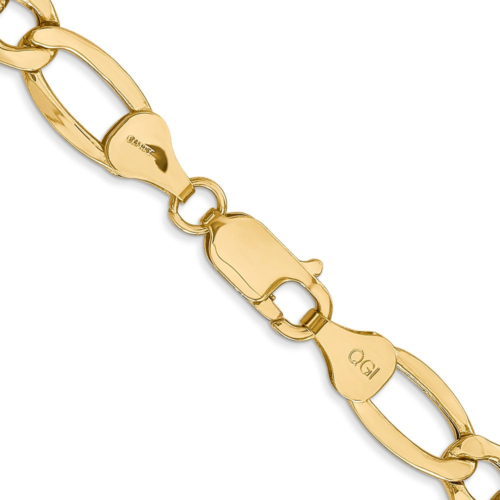 14K 20 inch 7.3mm Semi-Solid Figaro with Lobster Clasp Chain