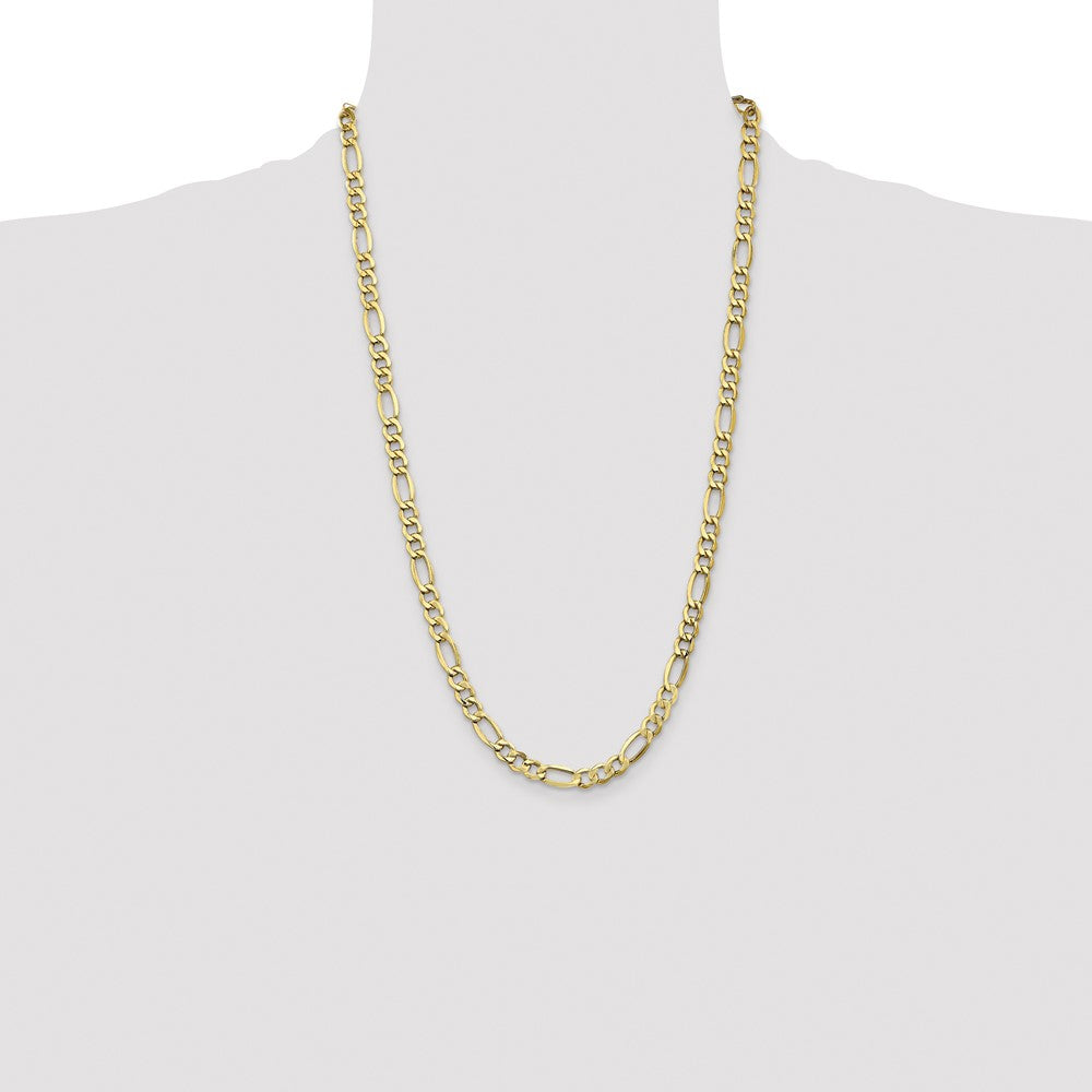 14K 26 inch 7.3mm Semi-Solid Figaro with Lobster Clasp Chain