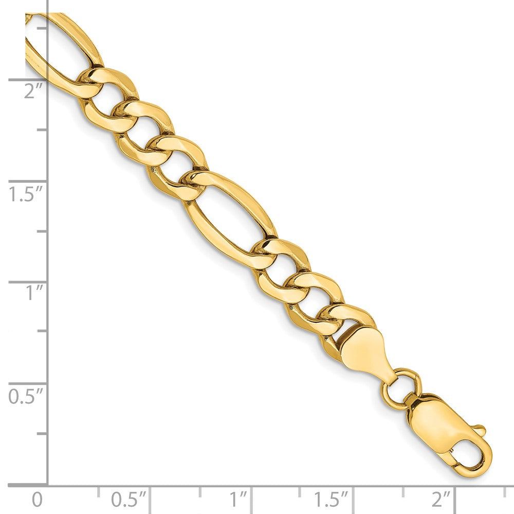 14K 8 inch 7.3mm Semi-Solid Figaro with Lobster Clasp Bracelet