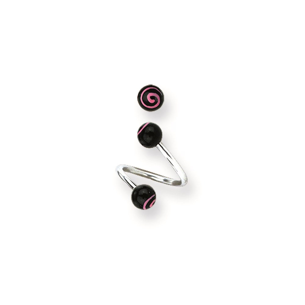 316L SRG GR SSTL 14G 3/8 in.5mm Acrylic Swirl Twistd Barbell