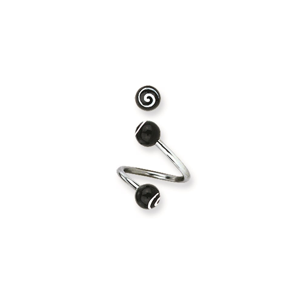 316L SRG GR SSTL 14G 3/8 in.5mm Acrylic Swirl Twistd Barbell