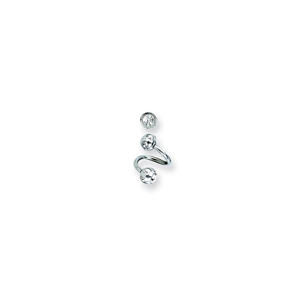 316L SRG GR SSTL 14G Acrylic Clear CZ Balls Twisted Barbell