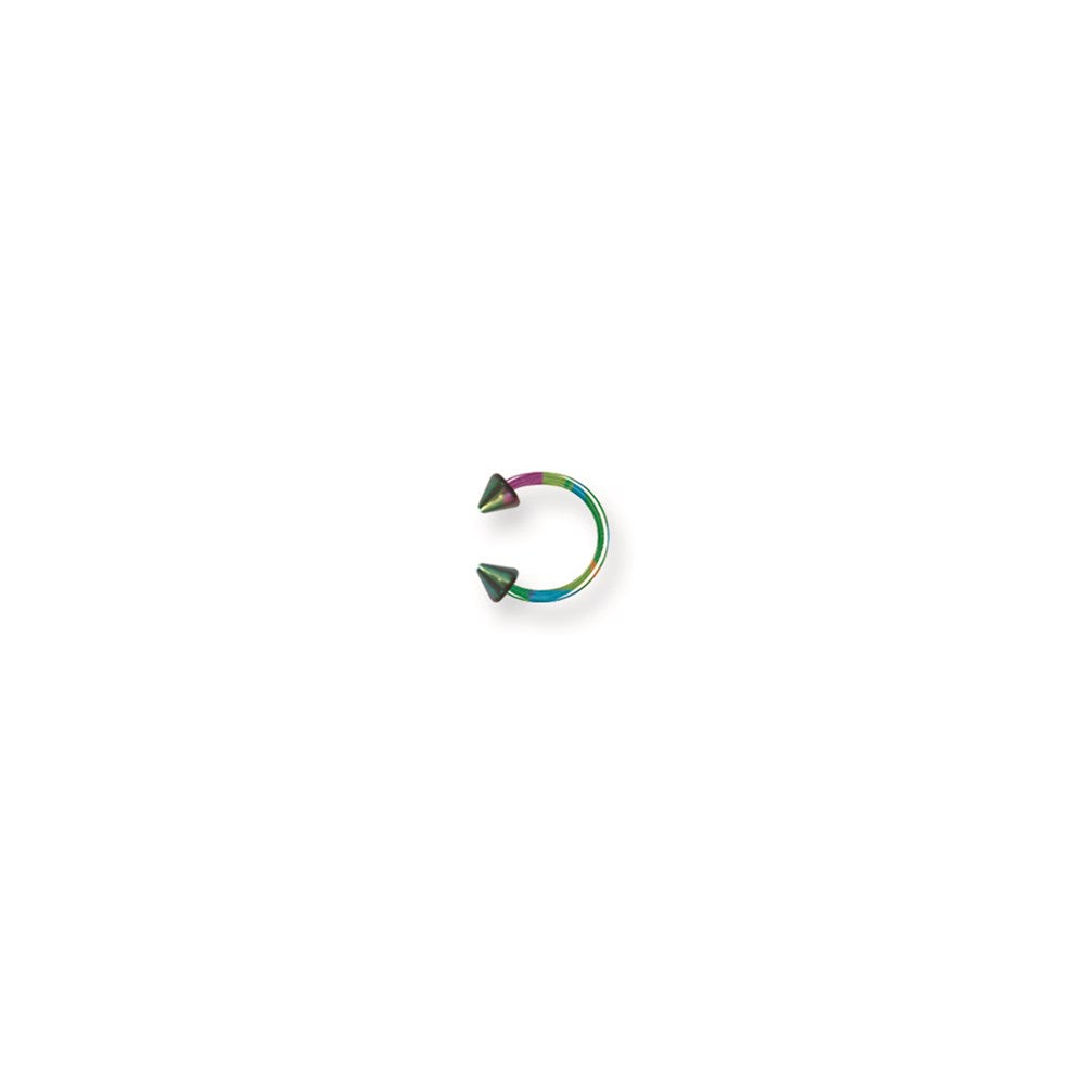 Plated SGSS Circ BB w Cones 18G (1mm) 5/16 (8mm) Dia Rainbow (ZR-DS09)