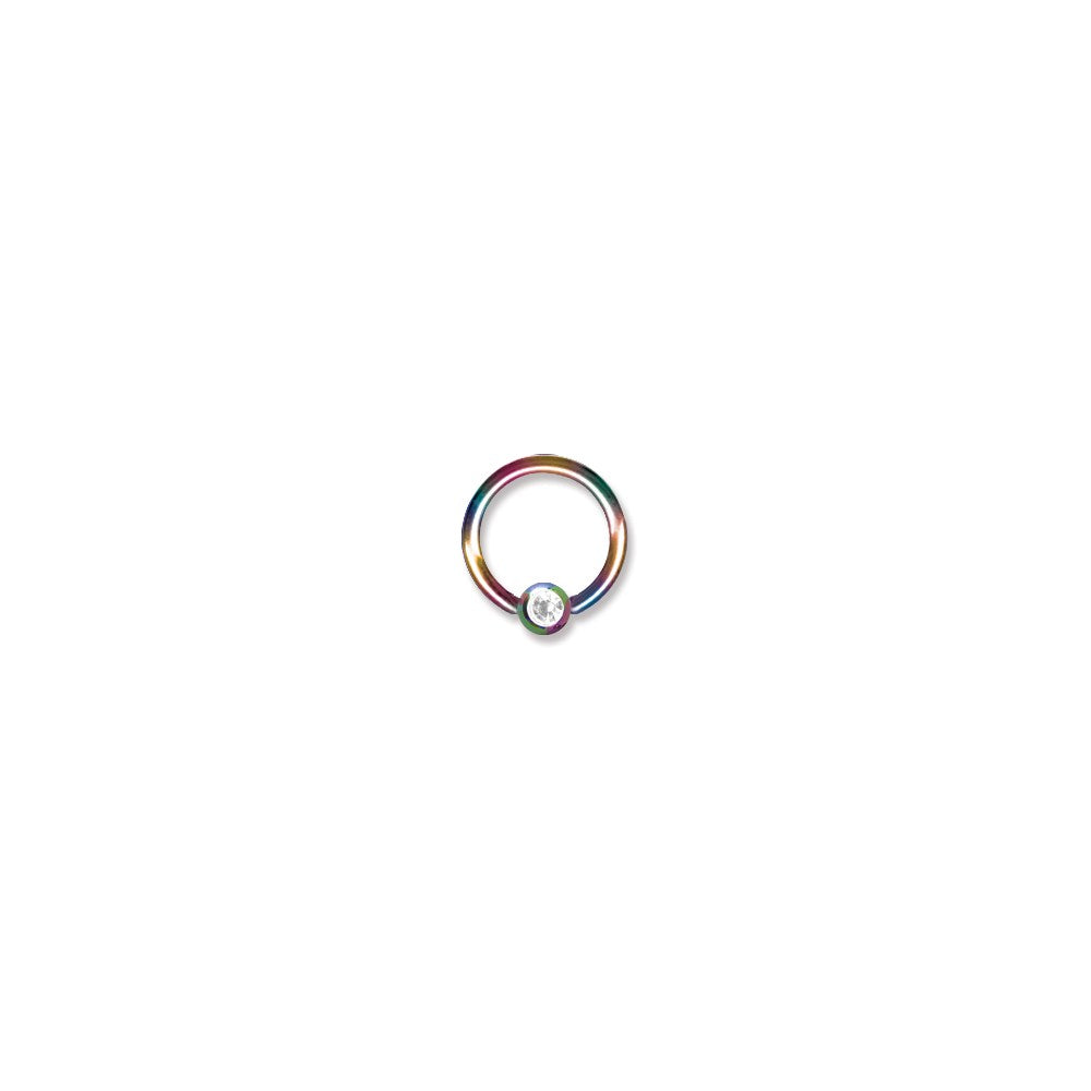 Solid Titanium Captive w Press Fit Captive Gem Ball 14G (1.6mm) 3/8 (10