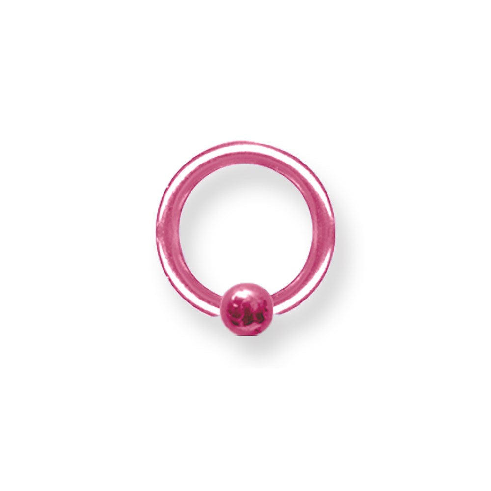 Solid Titanium Captive 12G (2mm) 3/8 (10mm) Dia w 4mm Captive Ball Pink