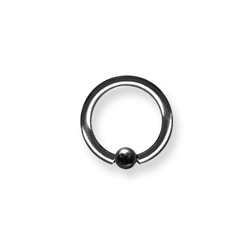 Solid Titanium Captive 12G (2mm) 1/2 (13mm) Dia w 4mm Captive Ball Blac