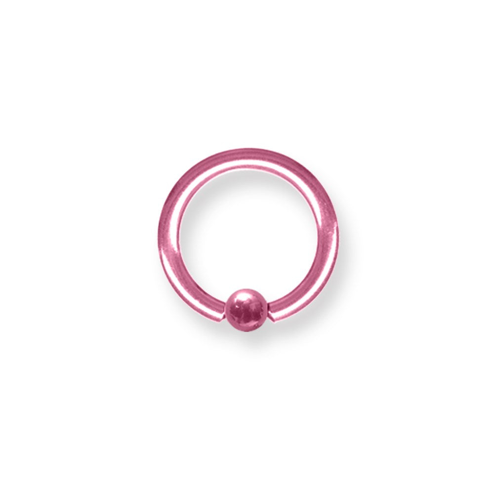 Solid Titanium Captive 12G (2mm) 1/2 (13mm) Dia w 4mm Captive Ball Pink