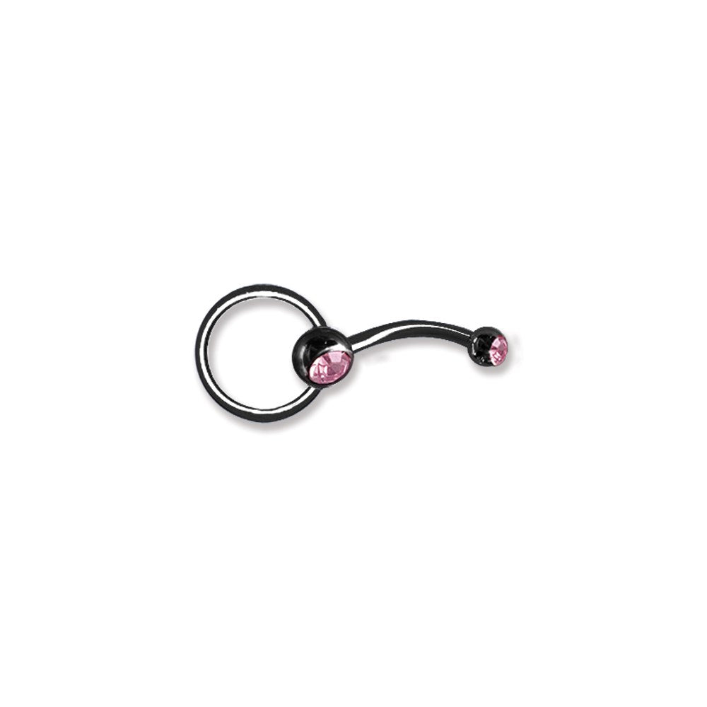 Plated SGSS Curv BB w Gem Ball & Ensl Gem Ball 14G (1.6mm) 7/16 (12mm)