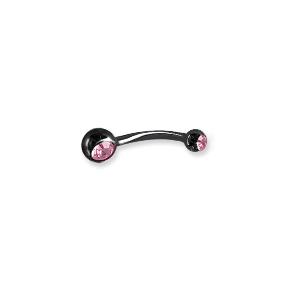 Plated SGSS Curv BB w Press Fit Gem Balls 14G 7/16 Long 4X6mm Gem Balls