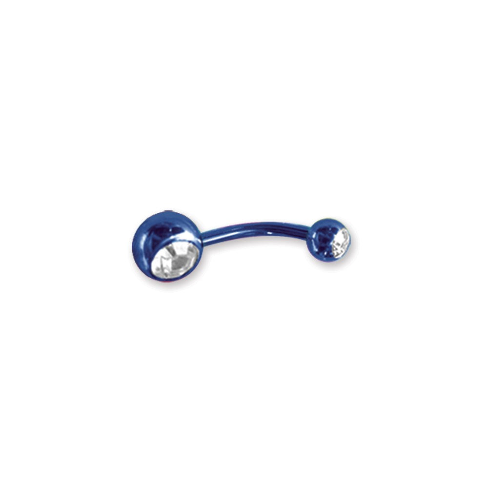 Plated SGSS Curv BB w Press Fit Gem Balls 14G (1.6mm) 7/16 (12mm) Long