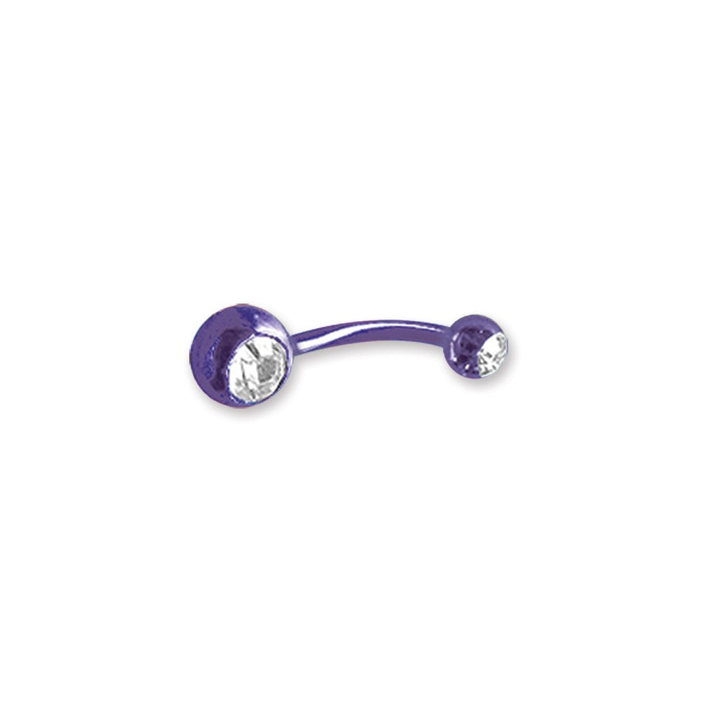 Plated SGSS Curv BB w Press Fit Gem Balls 14G (1.6mm) 7/16 (12mm) Long