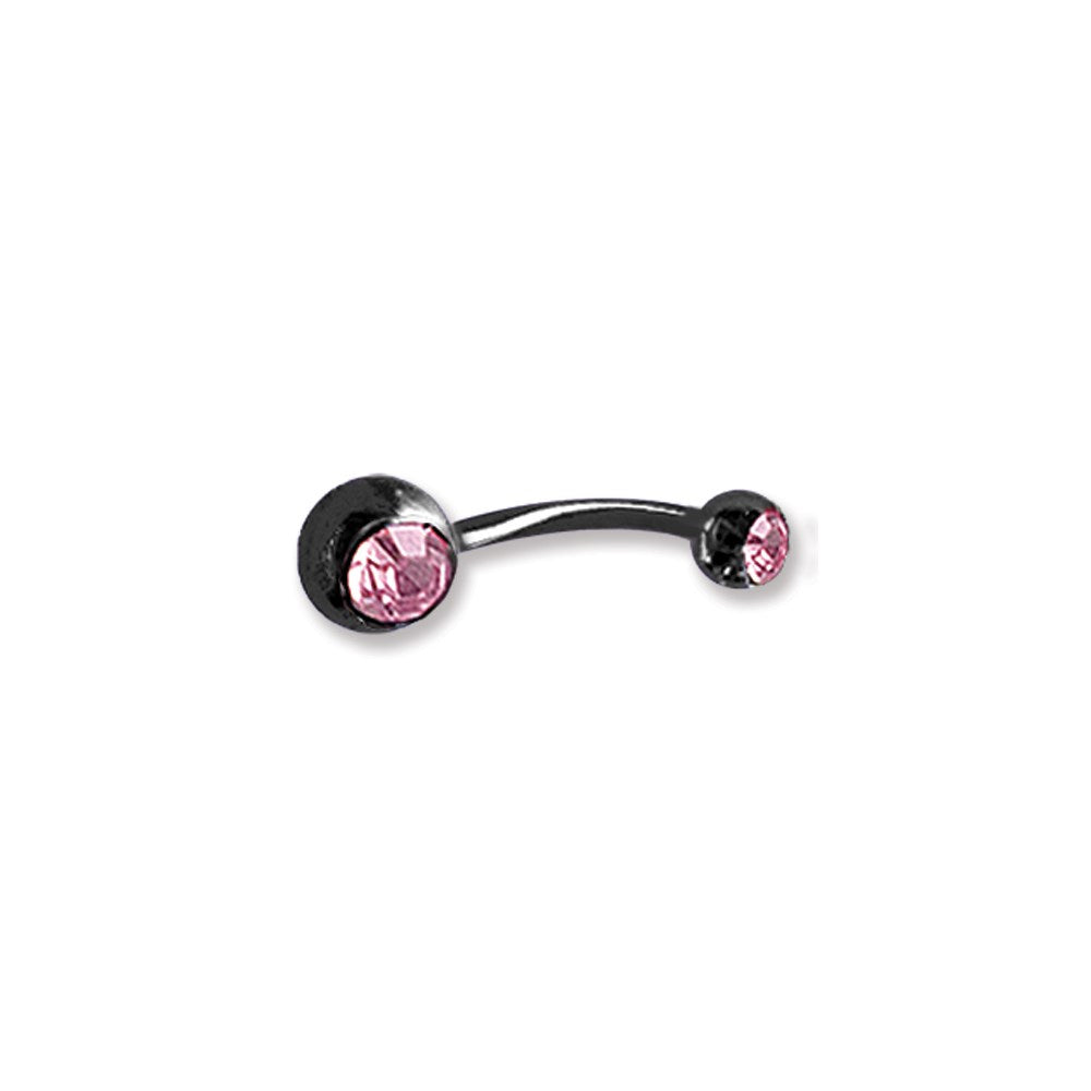 Plated SGSS Curv BB w Press Fit Gem Balls 14G (1.6mm) 7/16 (12mm) Long