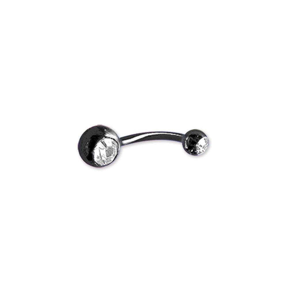 Plated SGSS Curv BB w Press Fit Gem Balls 14G (1.6mm) 7/16 (12mm) Long