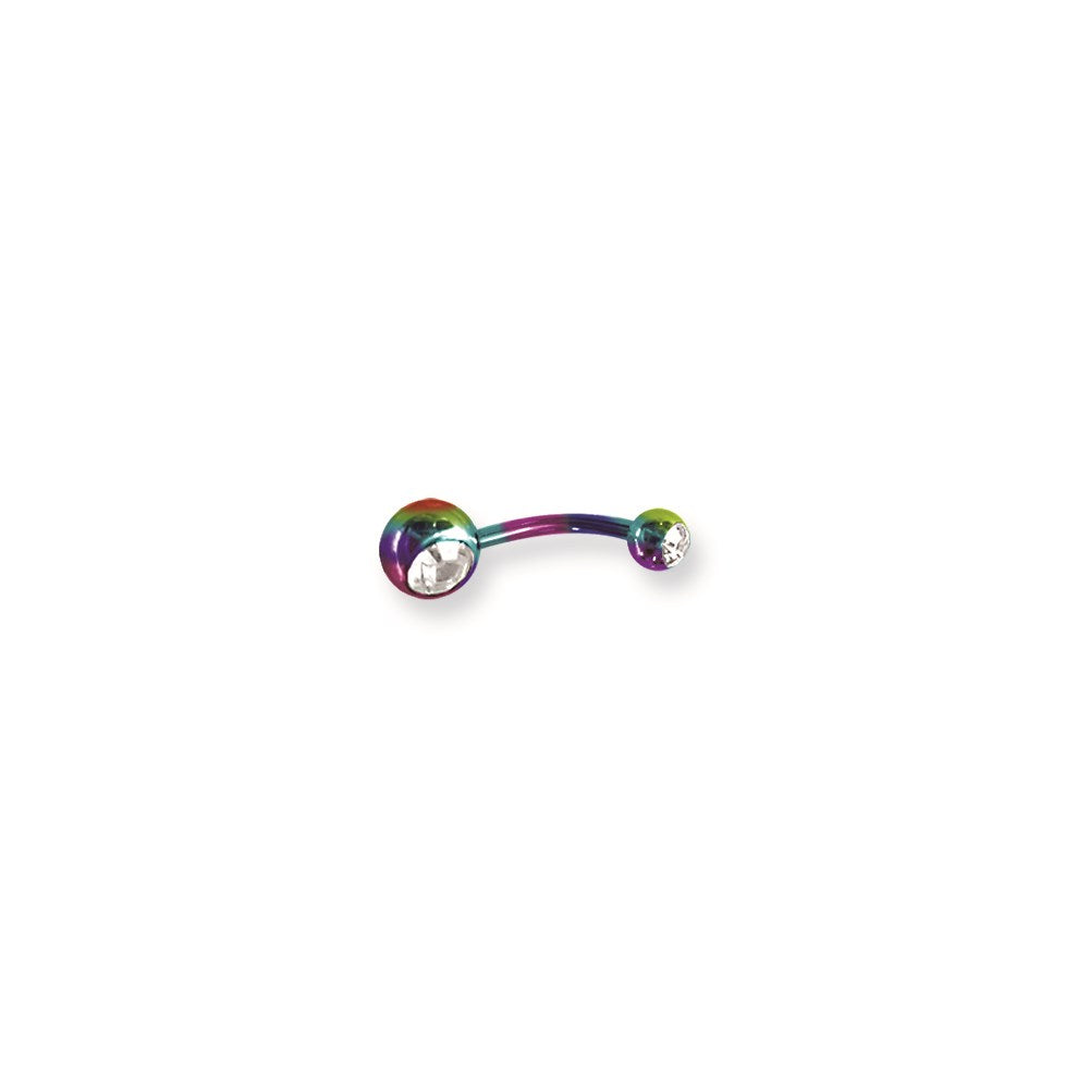 Plated SGSS Curv BB w Press Fit Gem Balls 14G (1.6mm) 7/16 (12mm) Long