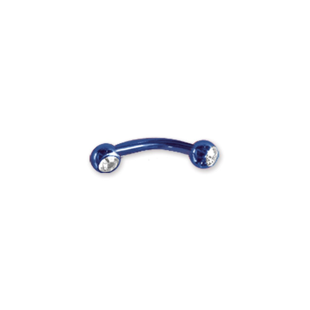 Plated SGSS Curv BB w Press Fit Gem Balls 16G (1.3mm) 5/16 (8mm) Long 3