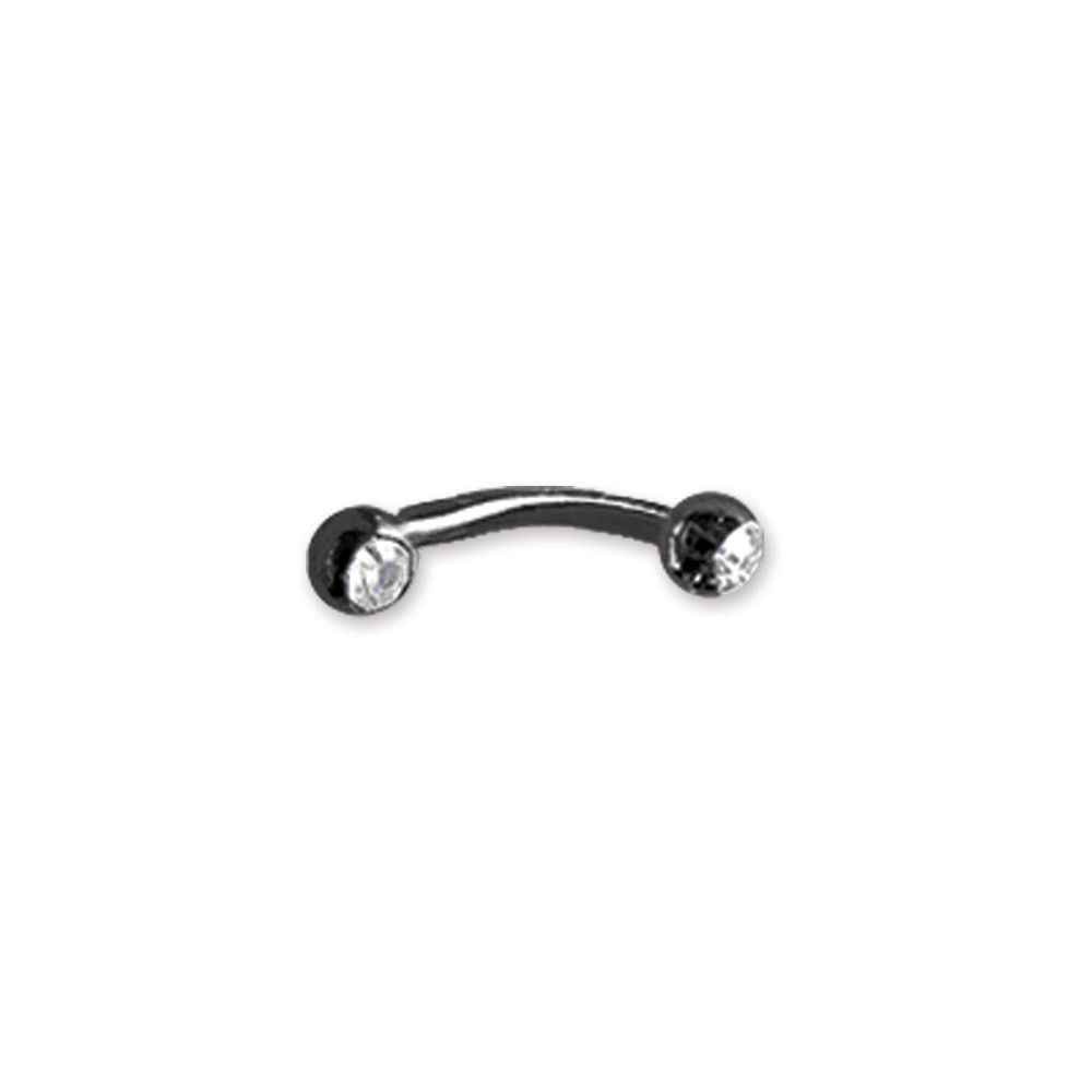 Plated SGSS Curv BB w Press Fit Gem Balls 16G (1.3mm) 5/16 (8mm) Long 3