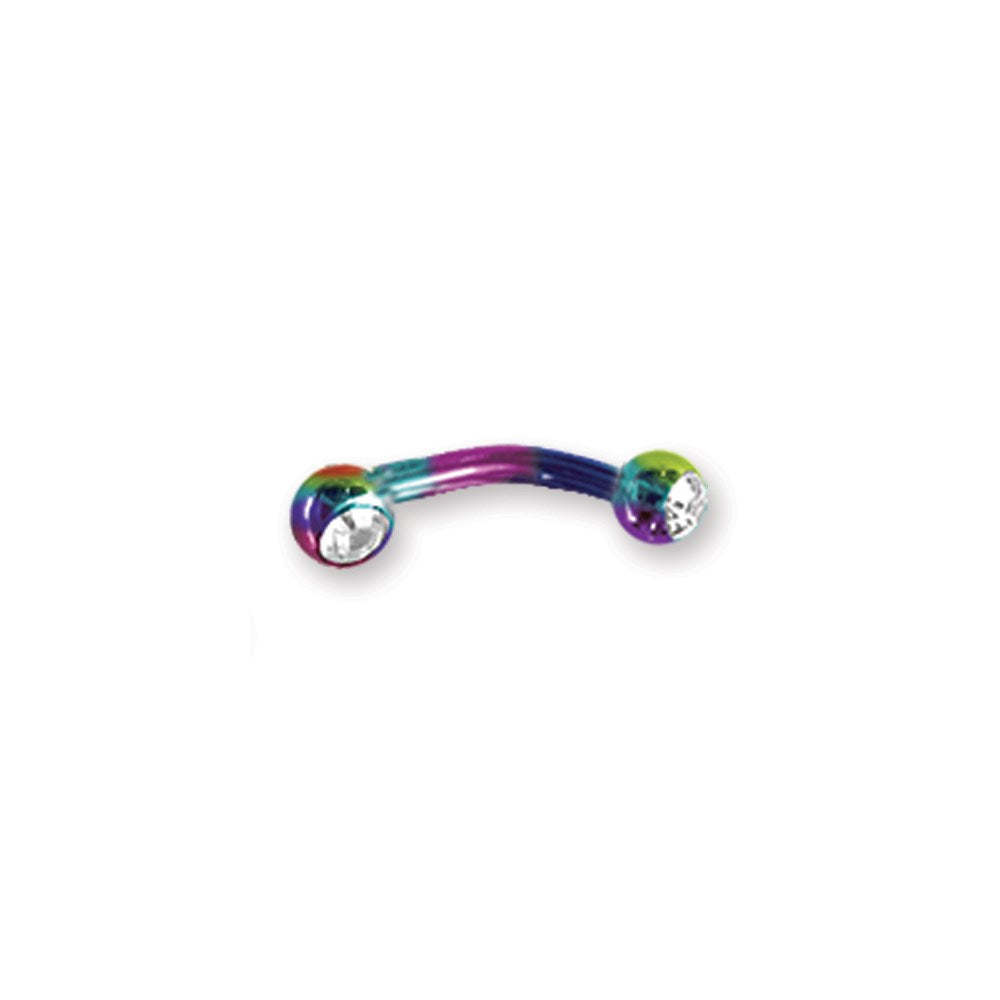 Plated SGSS Curv BB w Press Fit Gem Balls 16G (1.3mm) 5/16 (8mm) Long 3