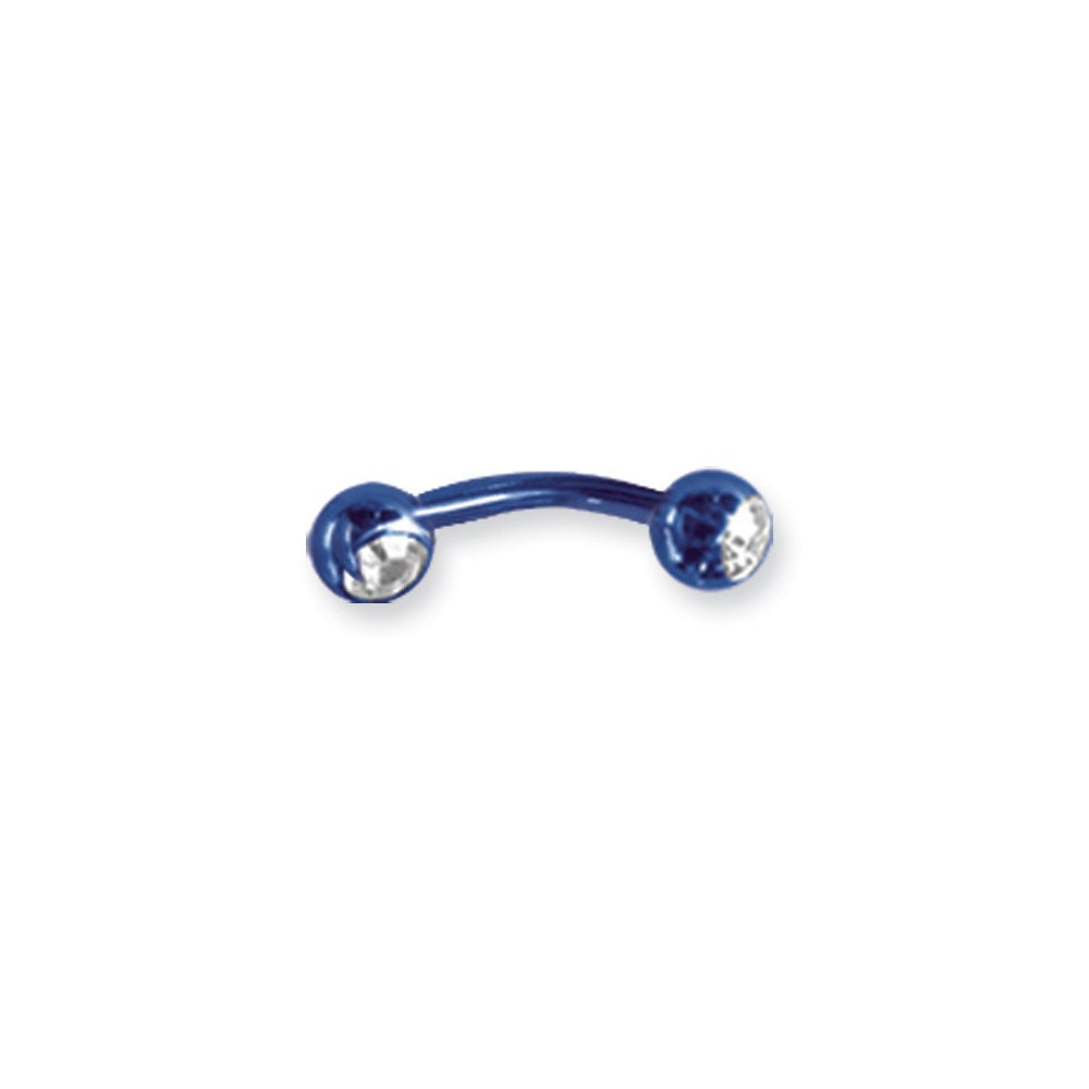 Plated SGSS Curv BB w Press Fit Gem Balls 16G (1.3mm) 5/16 (8mm) Long w