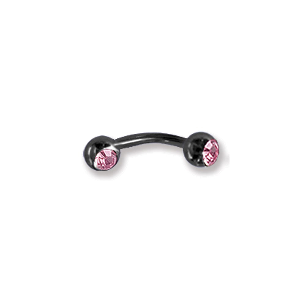 Plated SGSS Curv BB w Press Fit Gem Balls 16G (1.3mm) 5/16 (8mm) Long w