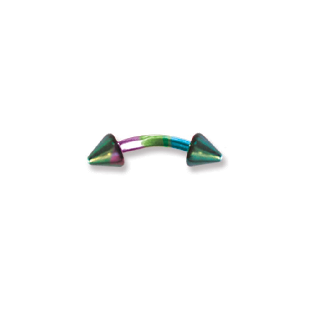 Plated SGSS Curv BB w Cones 14G (1.6mm) 5/16 (8mm) Long w 4mm cones Rai