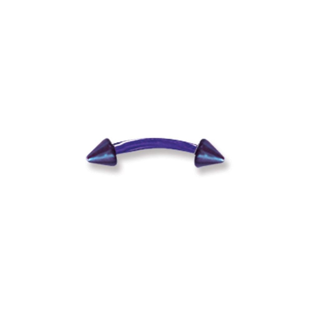 Plated SGSS Curv BB w Cones 18G (1mm) 5/16 (8mm) Long Dream Blue / 2 To