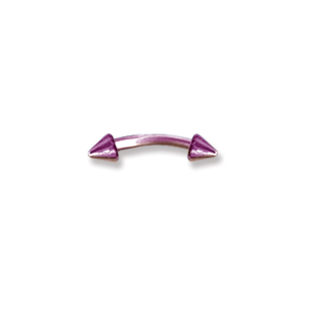 Plated SGSS Curv BB w Cones 18G (1mm) 5/16 (8mm) Long Dark Pink Titaniu