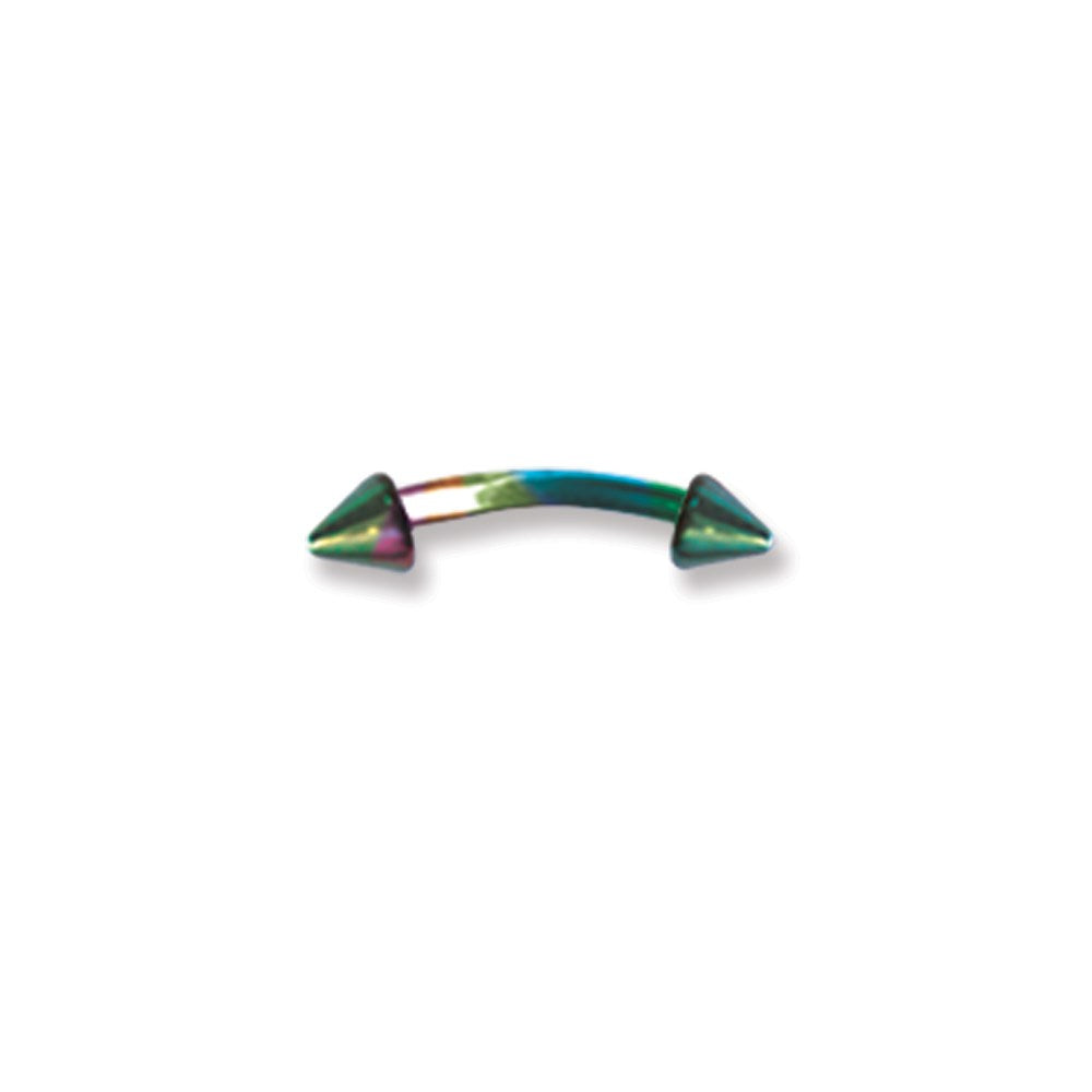 Plated SGSS Curv BB w Cones 18G (1mm) 5/16 (8mm) Long Rainbow (ZR-DS09)