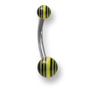 SGSS Curv BB w Acrylic Racer Stripe Balls 14G (1.6mm) 7/16 (12mm) Long BCVALM14-45-46-BYY