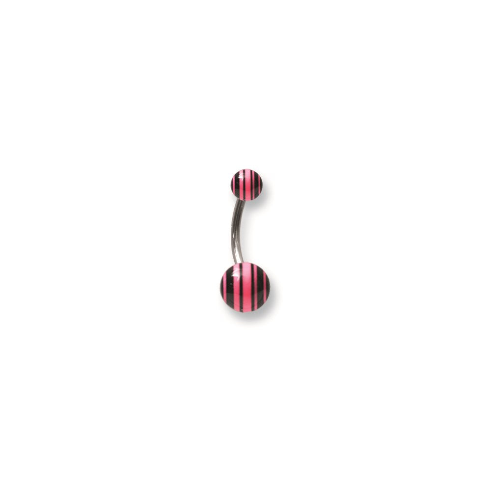 Stainless Stl Curv BB w Acrylic Neon Layered Balls 14G (1.6mm) 7/16 (12