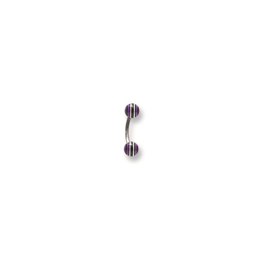 Stainless Stl Curv BB w Acrylic Neon Layered Balls 16G (1.3mm) 5/16 (8m