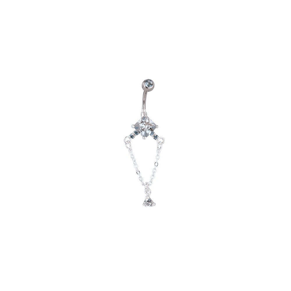 SGSS Curv BB w Chain Drop Dangles 14G (1.6mm) 13/32 (11 mm) w diamond s