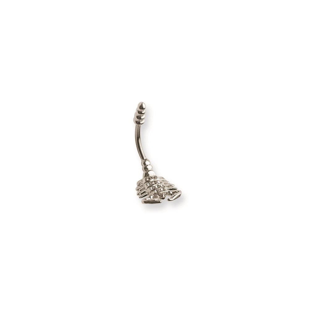 316L SRG GR SSTL 14G 7/16in. Scorpion Clear CZs Belly Ring