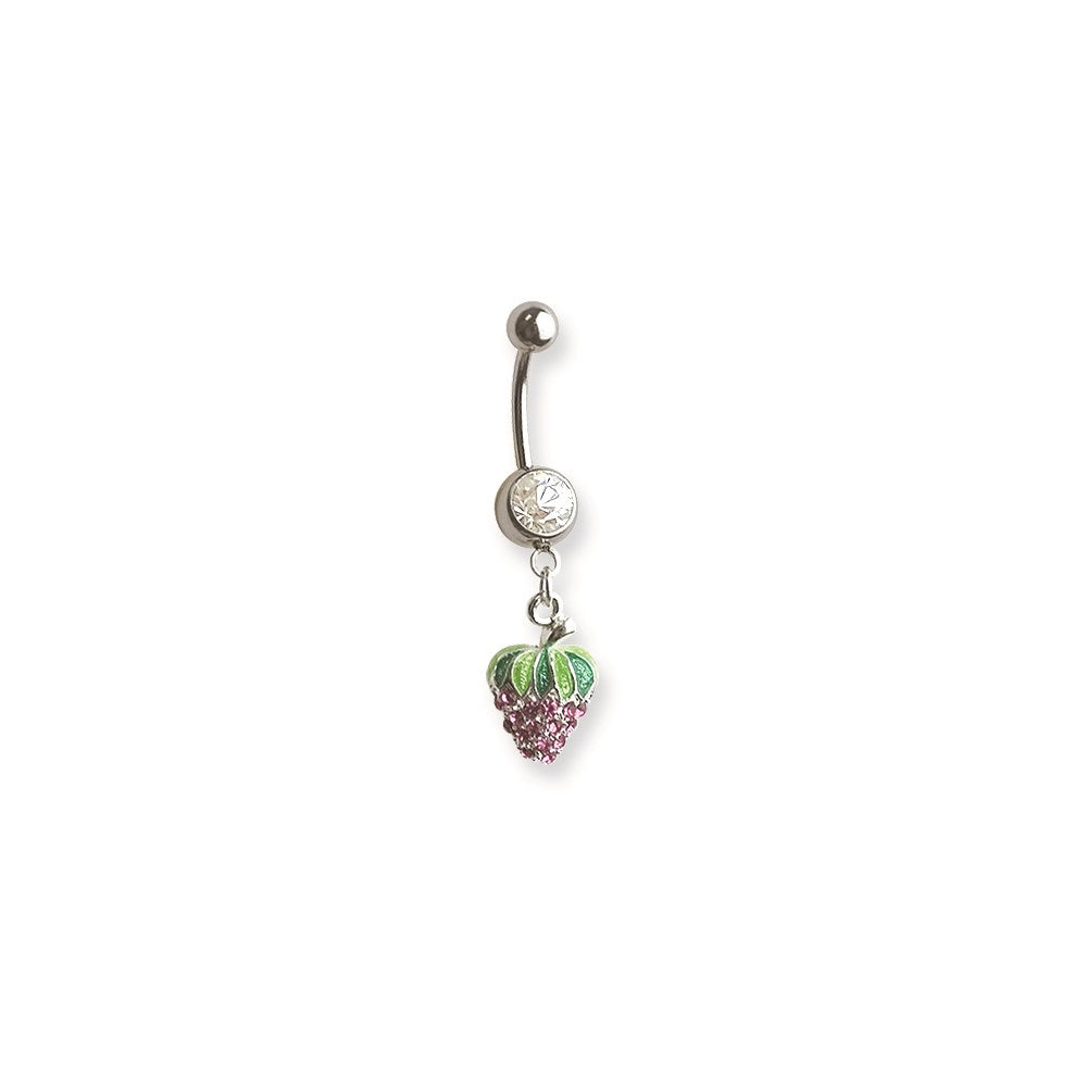 316L SRG GR SSTL 14G 13/32in. Clr CZ Strawberry Belly Dangle