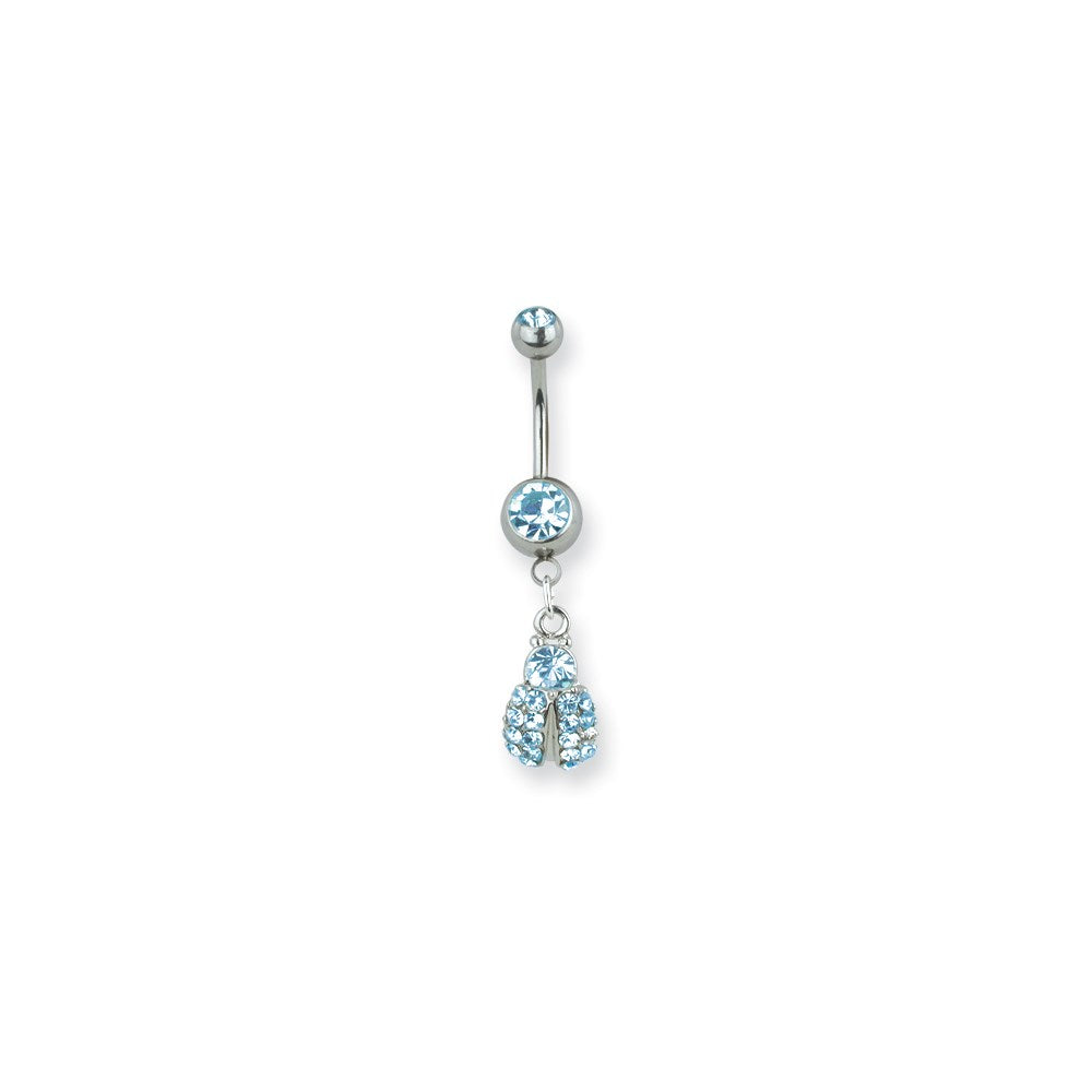 316L SRG GR SSTL 14G 13/32in. Blue CZs Ladybug Belly Dangle