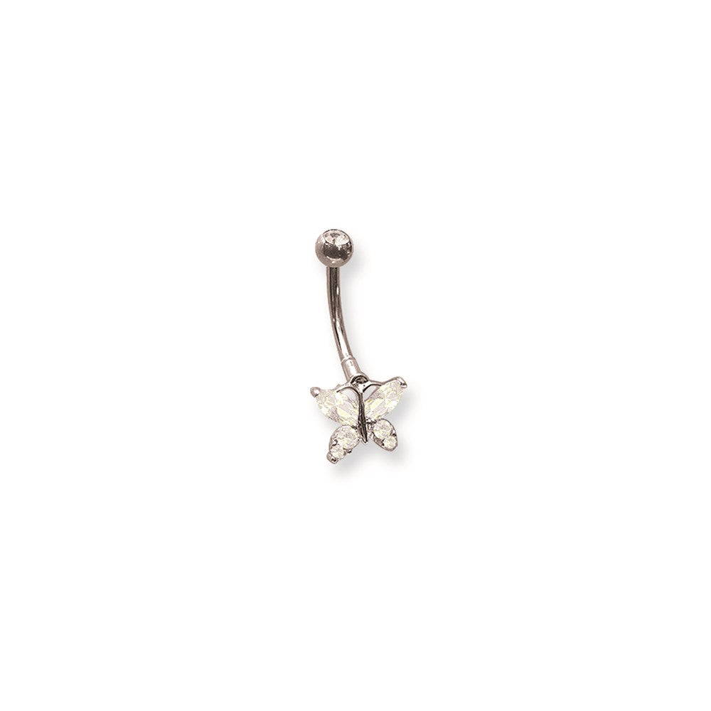 SGSS Curv BB w Mini Fancy Gem Charm 14G 13/32 (11mm) Long Fancy Gem But