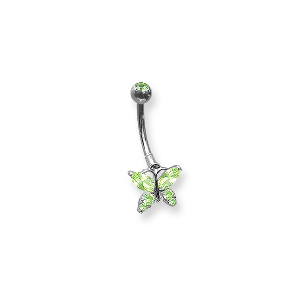 SGSS Curv BB w Mini Fancy Gem Charm 14G 13/32 (11mm) Long Fancy Gem But