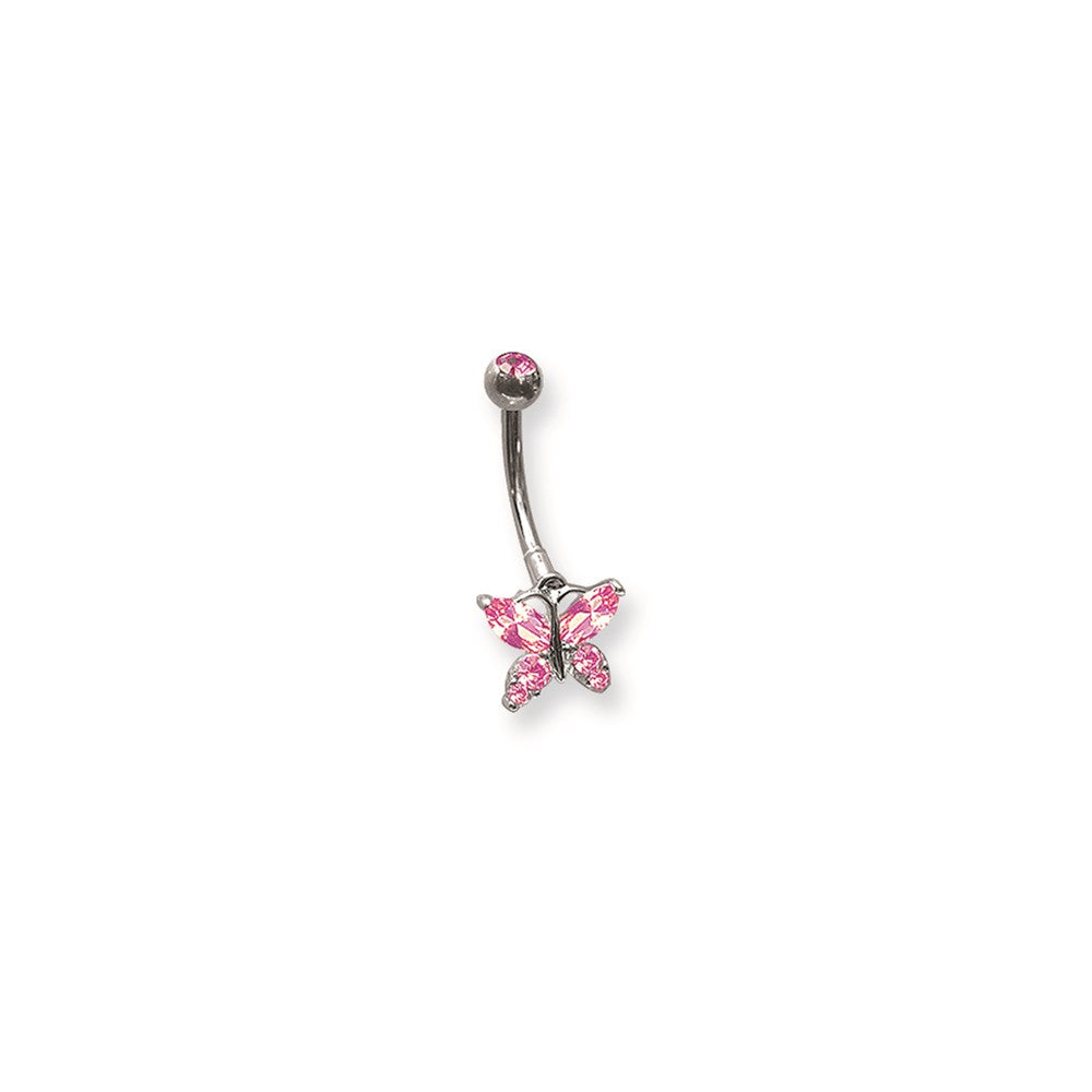 SGSS Curv BB w Mini Fancy Gem Charm 14G 13/32 (11mm) Long Fancy Gem But