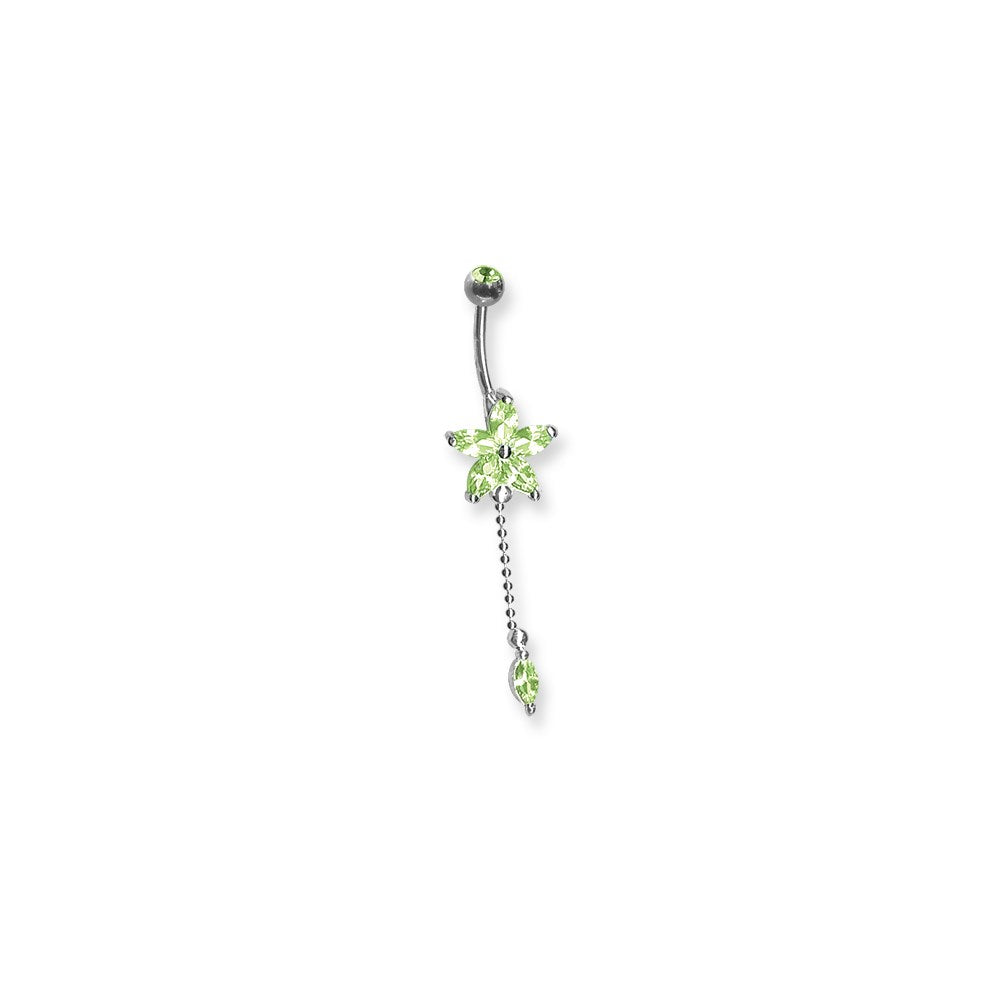 SGSS Curv BB w Mini Gem Charm & Dangle Chain w Gem Charm 14G (1.6mm) 13/3