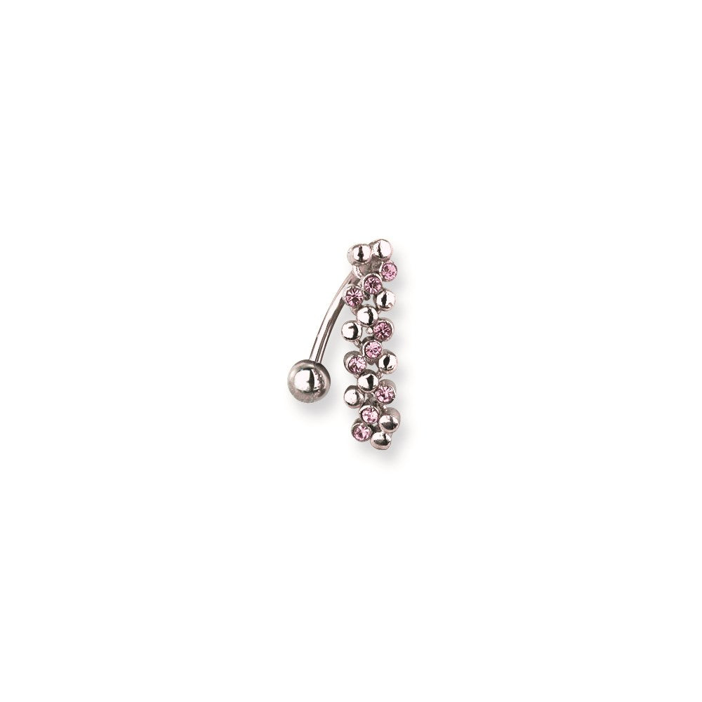 SGSS Curv BB w Fancy Gem Top Dangle 14G (1.6mm) 13/32 (11mm) Long Curv