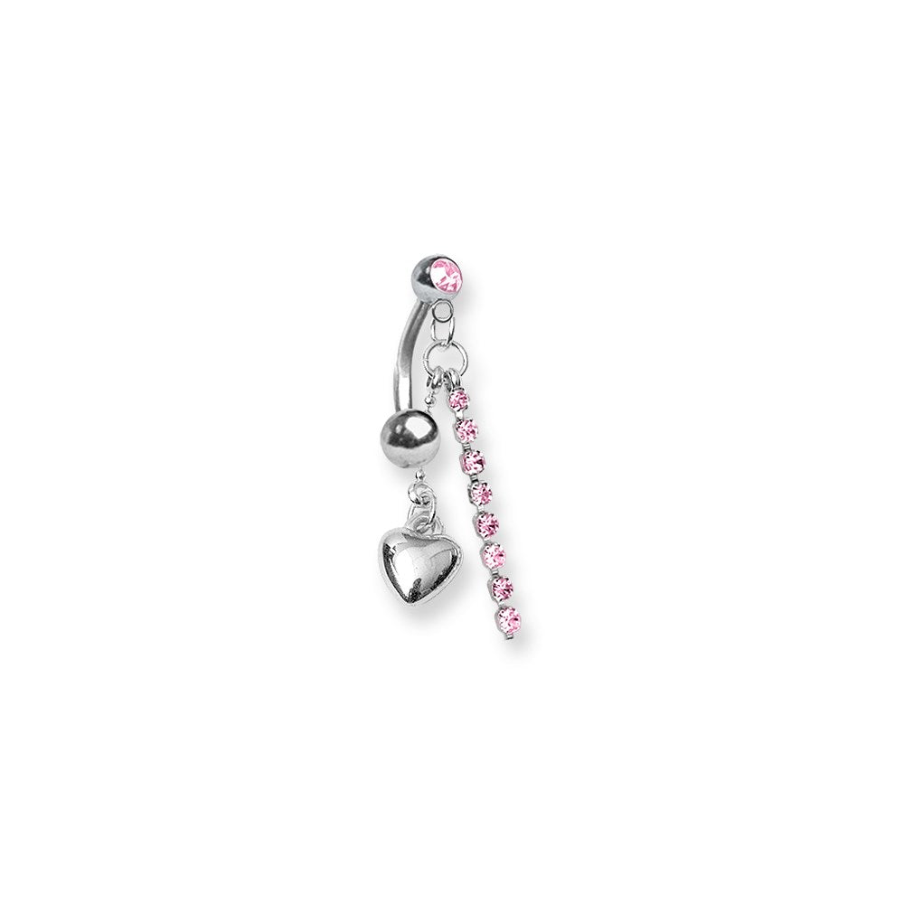 SGSS Curv BB w Fancy Gem Top Dangle 14G (1.6mm) 13/32 (11mm) Long Curv